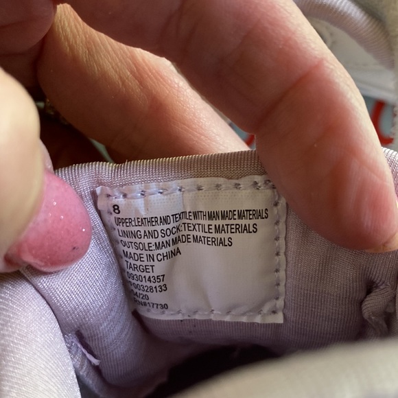 Cat & Jack White leather upper with two Velcro straps. Light lilac color inside - Picture 6 of 7